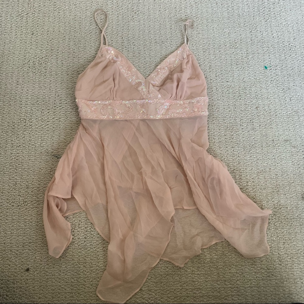 Fairy pink mesh tank top 2000s